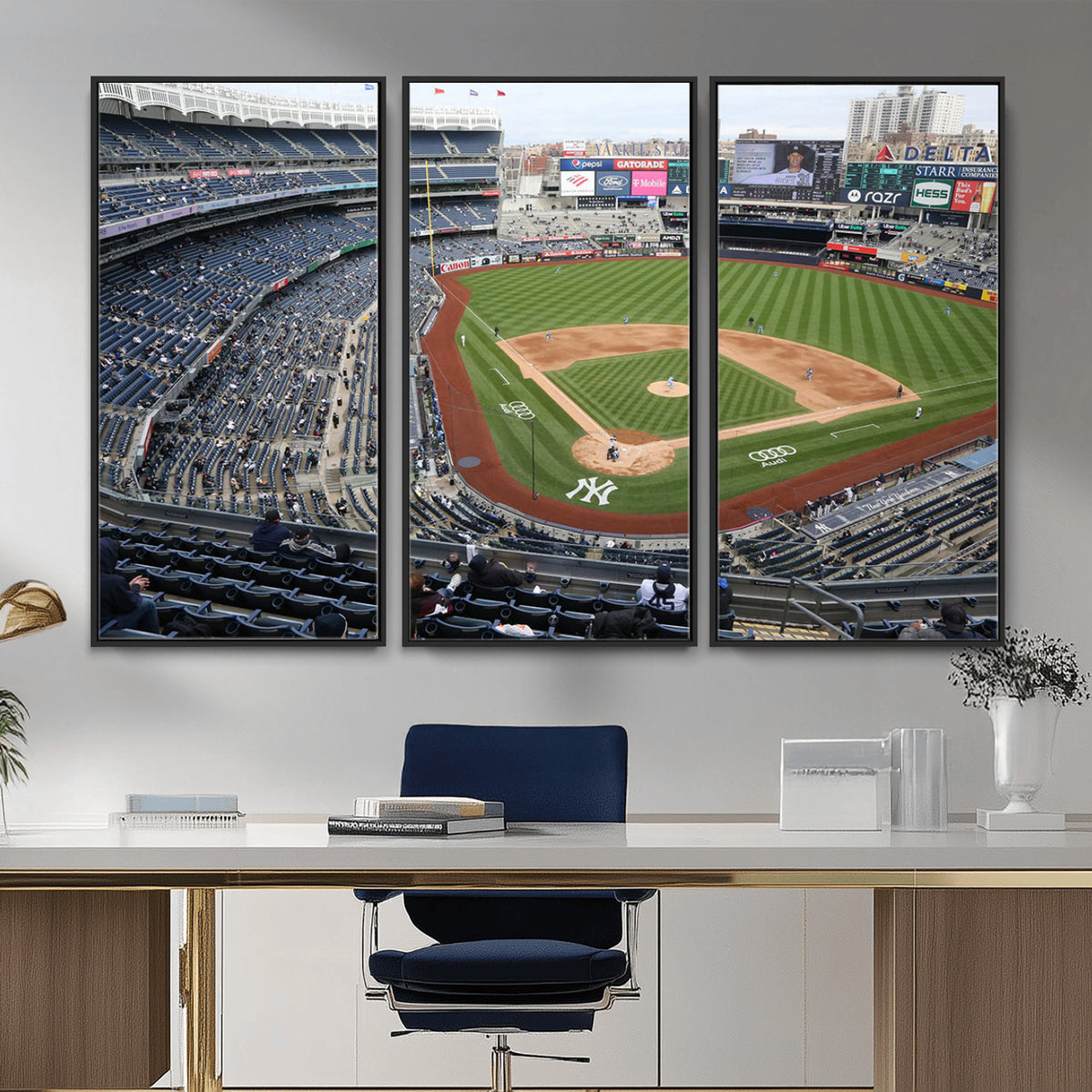 45784-MGV-CV-36X24 - New York Yankees Baseball Team Print, Yankee Stadium Wall Art Canvas Print