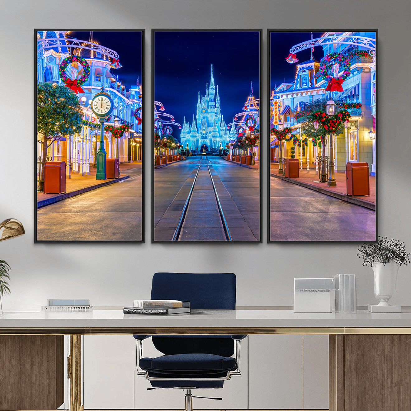 12470-MGV-CV-36X24 - Disney Wall Art | Castle Large Wall Art Disney Magic Kingdom Print for Kids Room Decoration | Disney
