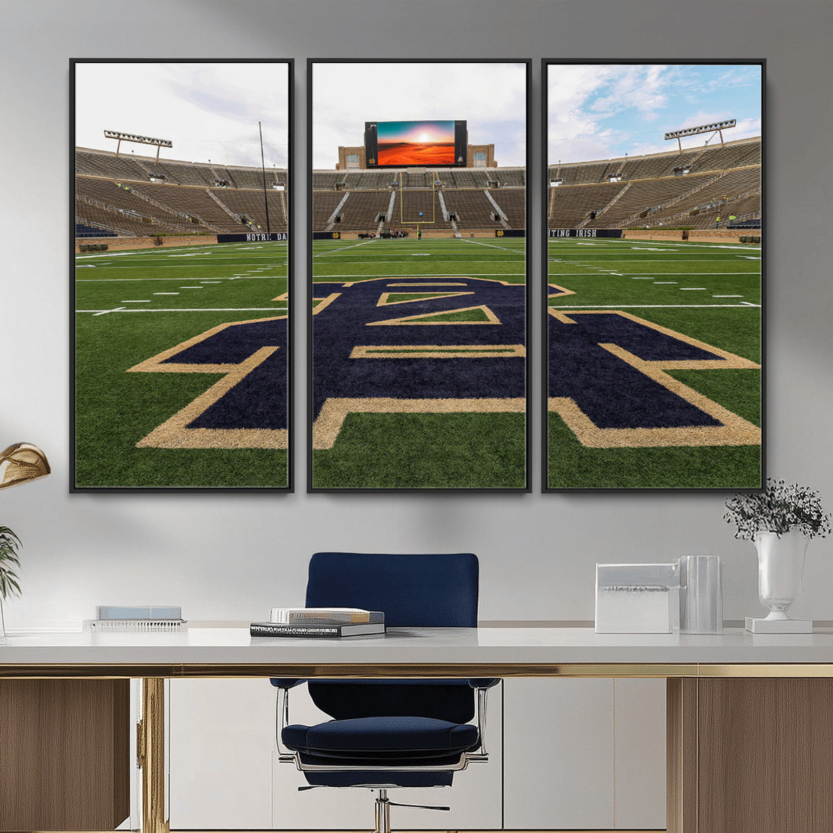 52835-MGV-CV-36X24 - Notre Dame Stadium Giclee Canvas Print | Triptych Wall Art Featuring Iconic Notre Dame Football