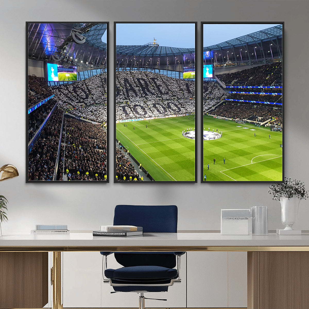 38765-MGV-CV-36X24 - Tottenham Hotspur Stadium Canvas Print, Match Day Triple Canvas Wall Art