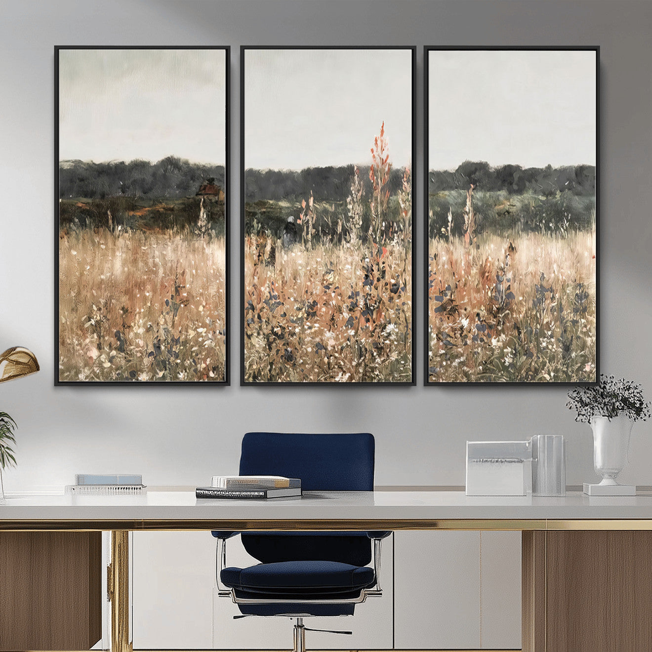 16595-MGV-CV-36X24 - Rustic Field Landscape Wall Art Print, Abstract Field Canvas Wall Art for Barn Decoration