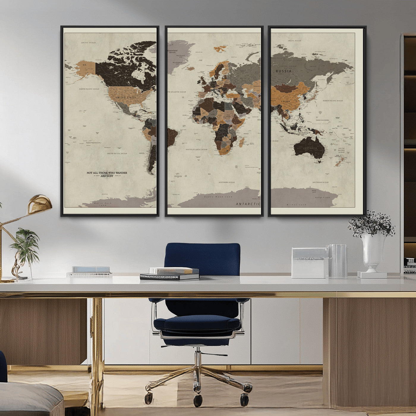 MGV-FC-48X32-3P - Push Pin World Map Canvas Print – Framed Wall Art for Couples to Track Their Travels – Anniversary