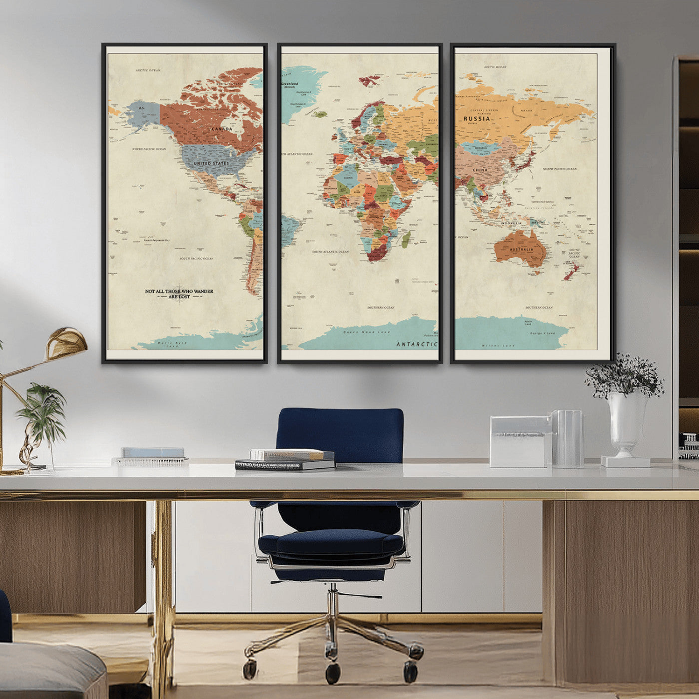 MGV-FC-48X32-3P - Push Pin World Map Canvas Print – Framed Wall Art for Couples to Track Their Travels – Anniversary