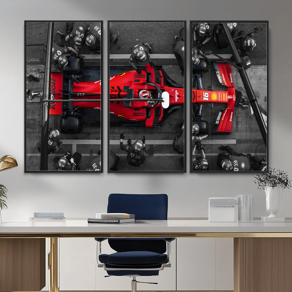 99356-MGV-CV-36X24 - Ferrari Pit Stop Canvas Wall Art | Precision and Speed