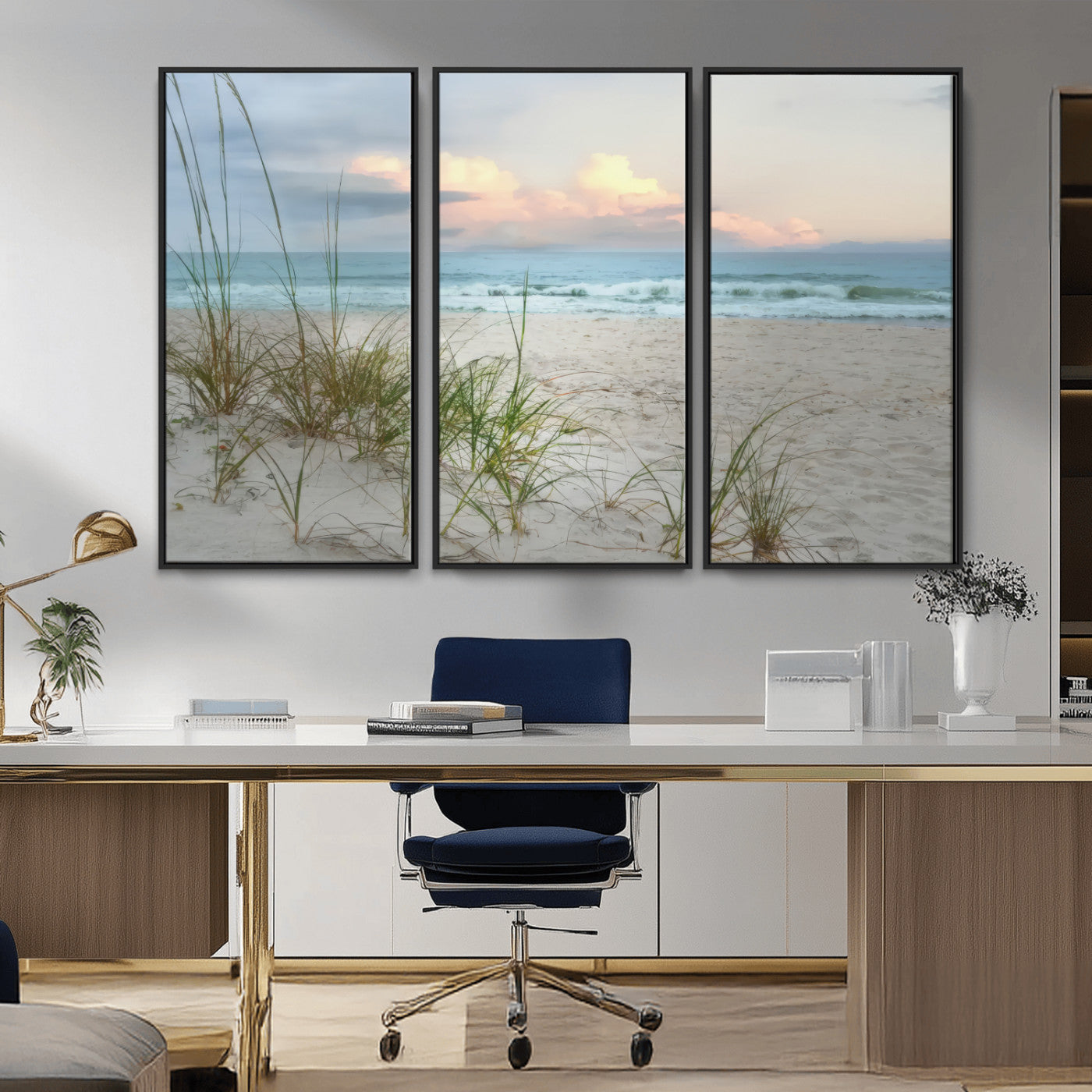 MGV-FC-48X32-3P - Flight Over Coastal Beach Landscape, Flight Over Coastal Beach Print Canvas Wall Art