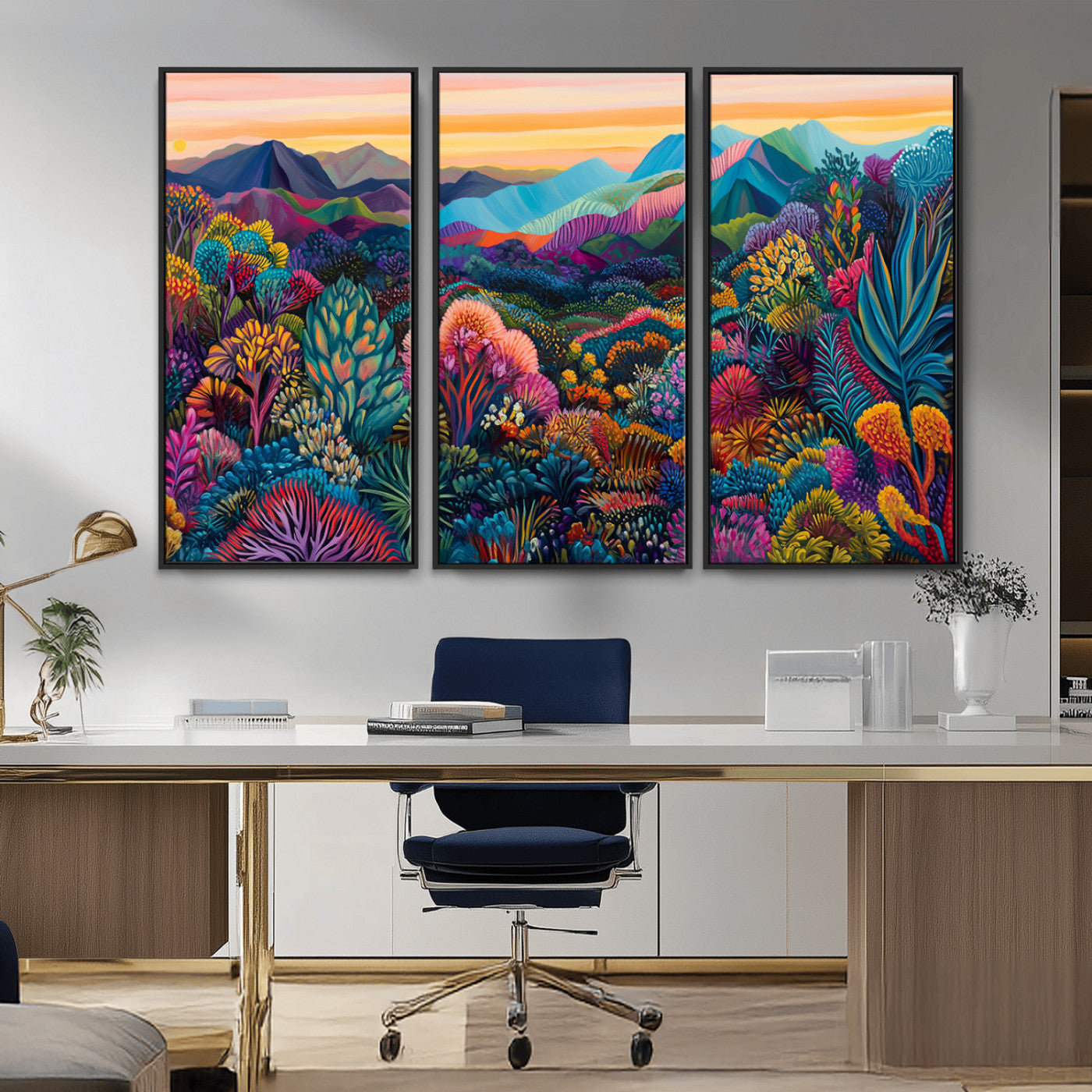 MGV-FC-48X32-3P - Colorful Abstract Landscape Wall Art Print Canvas - Vibrant Modern Decor for Living Room, Office, or