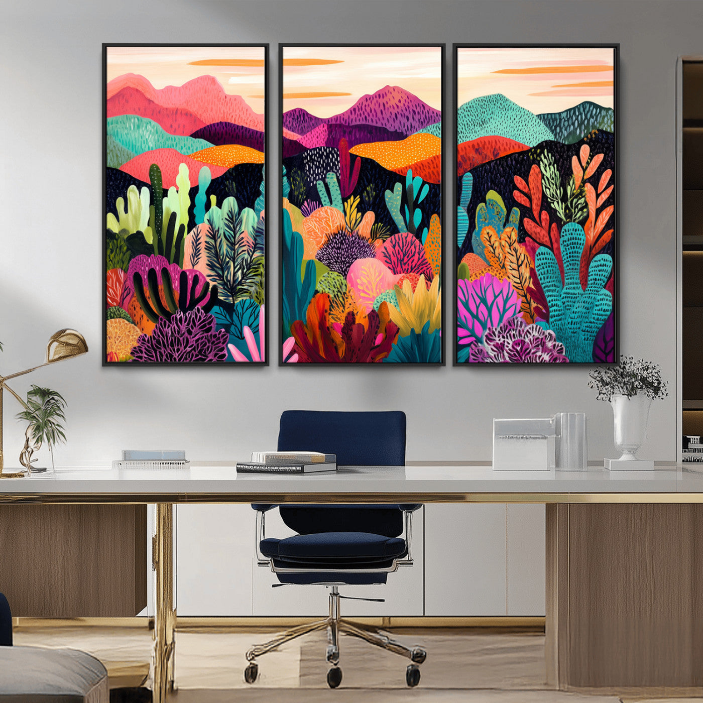 MGV-FC-48X32-3P - Abstract Kusama Print - Landscape Canvas Wall Art Print - Vibrant Modern Decor for Living Room,