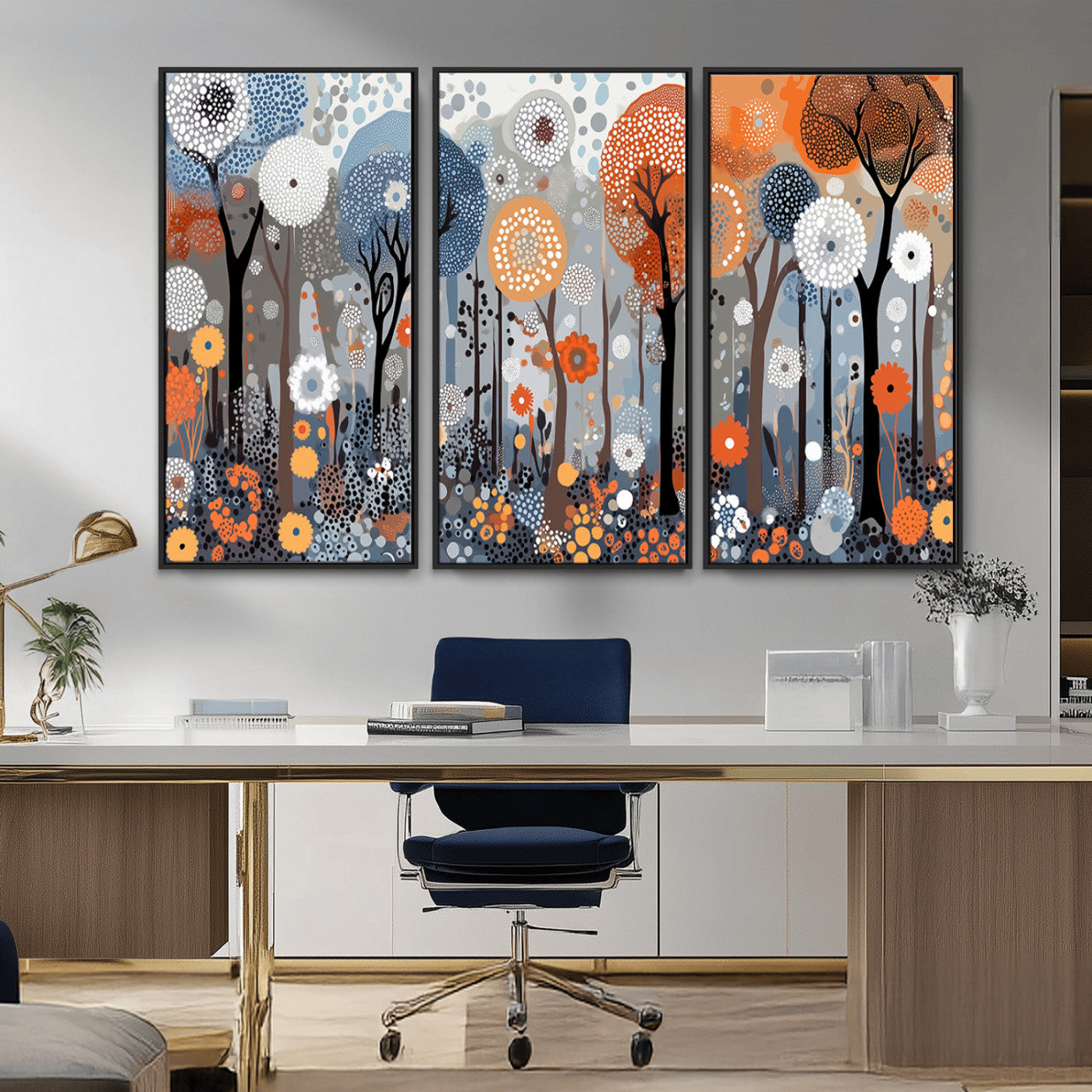 MGV-FC-48X32-3P - Abstract Winter Landscape Canvas Wall Art Print - Large Colorful Nature Wall Decor