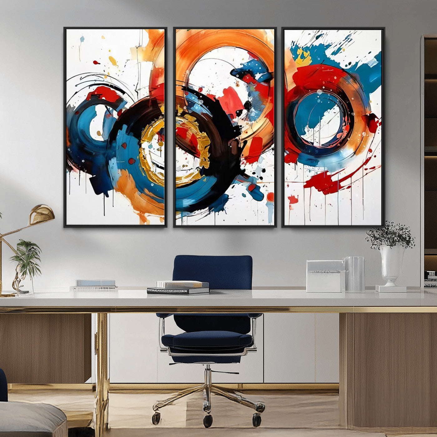MGV-FC-48X32-3P - Abstract Wall Art, Rings Wall Art Canvas Print