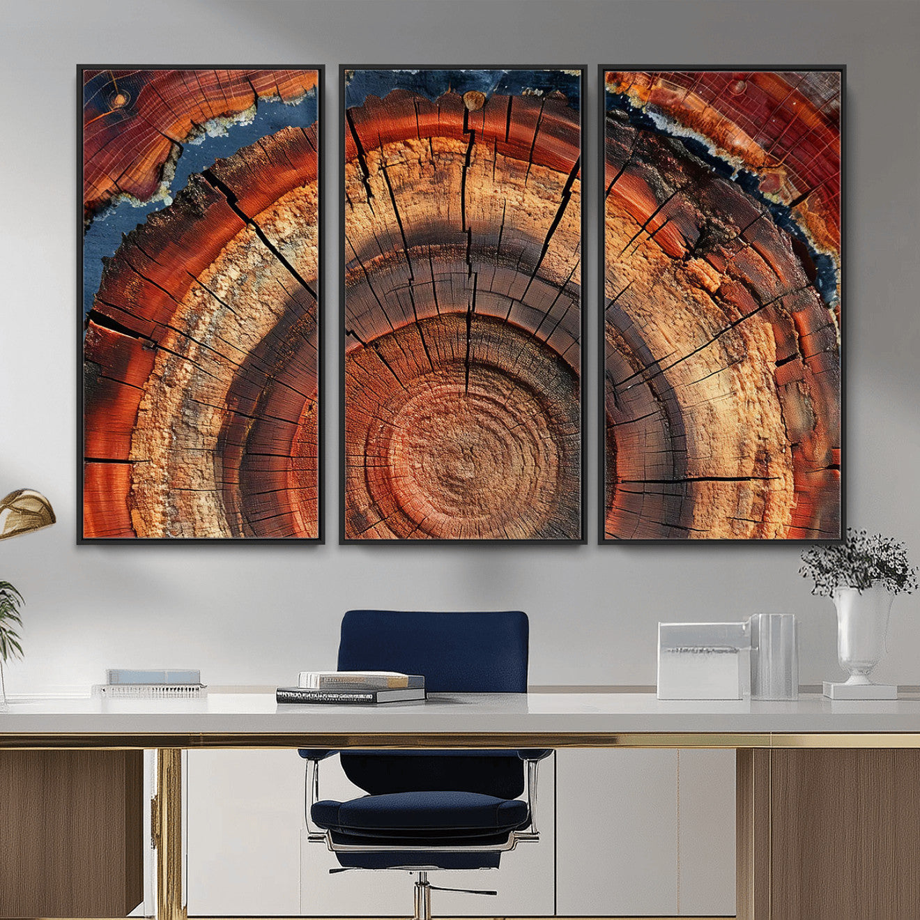 28555-MGV-CV-36X24 - Abstract Tree Ring Art Wall Art Canvas Print for Modern Farmhouse Decor, Colorful Tree Ring Wall Decor, Minimalist Home Canvas Art
