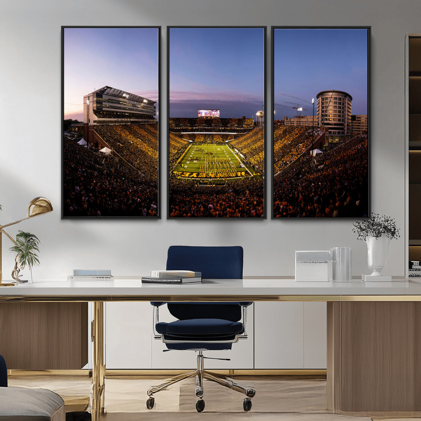 MGV-FC-48X32-3P - Iowa Hawkeyes Kinnick Stadium Wall Art Canvas Print, Framed Iowa Hawkeyes Kinnick Stadium Canvas
