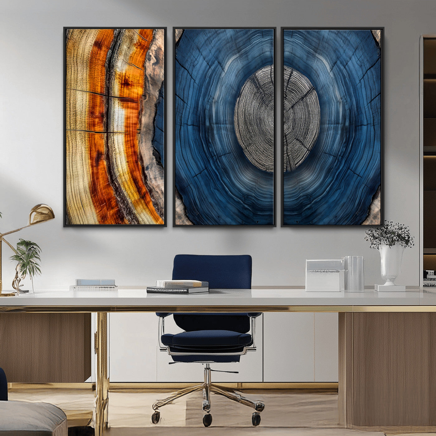 84489410-MGV-CV-36X24-Abstract Framed Tree Rings Wall Decor, Wood Grain Rings Artwork Print, Nature Woodland Modern Wall Decor for Barn Wall, Farmhouse Decor