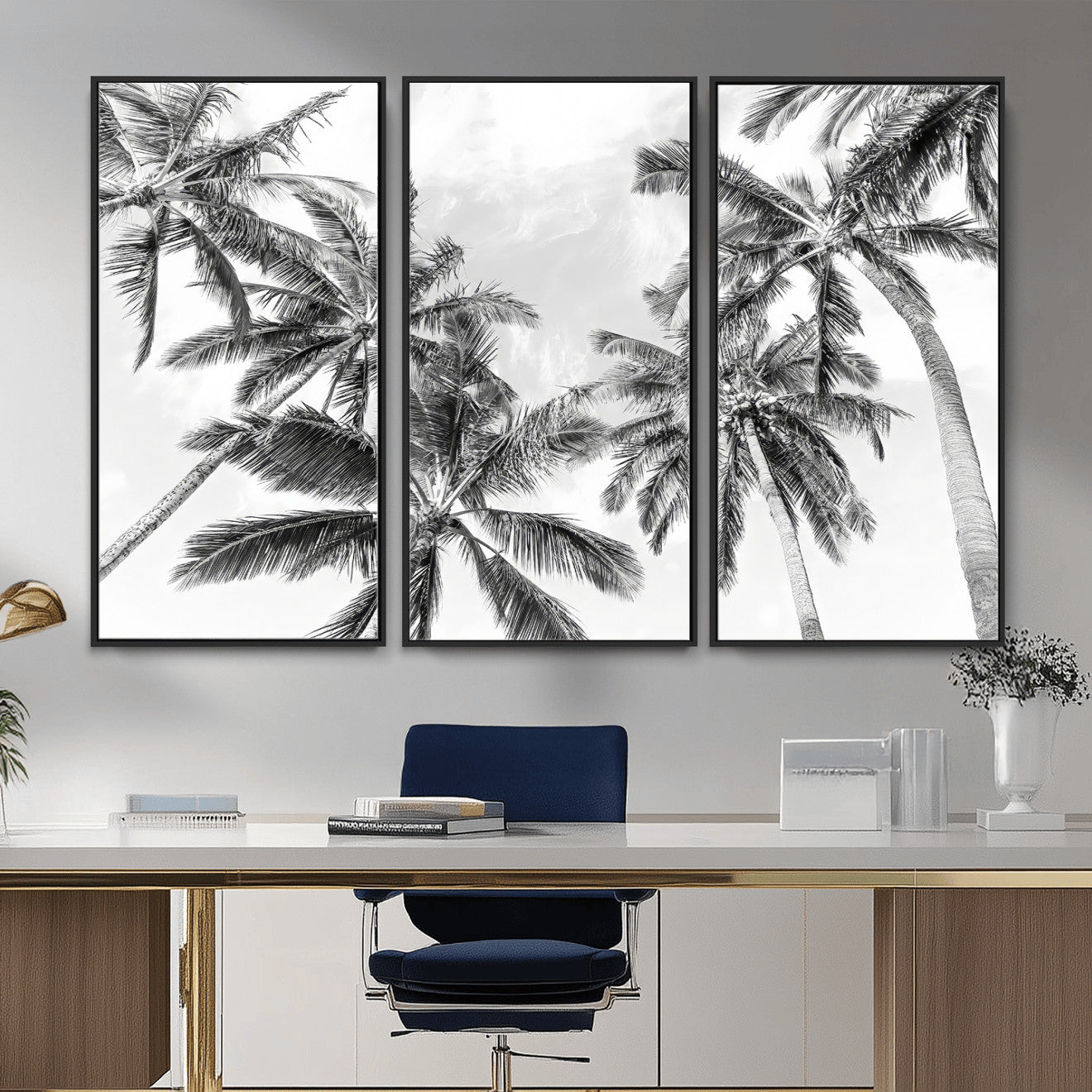 62113786-MGV-CV-36X24 - Palm Trees Wall Art – Tropical Breeze Canvas Print, Vacation Island Silhouette, Coastal Calm and Summer Paradise for Living Room or Beach House Decor