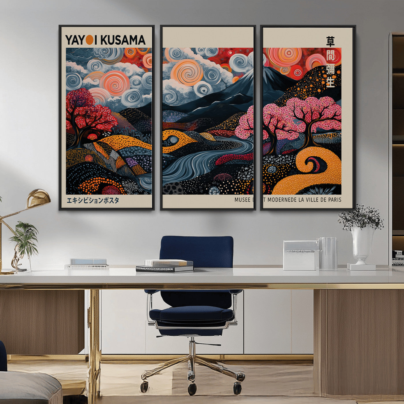 MGV-FC-48X32-3P - Modern Japanese Wall Art Print Yayoi Kusama Canvas