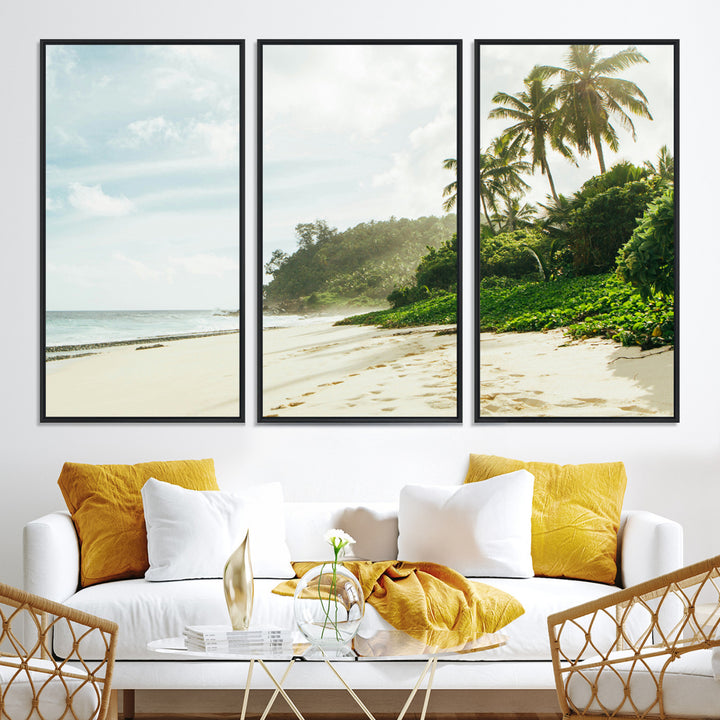 Relaxing Beach Wall Art Canvas Print, Framed Ocean View Art Picture Print, Coastal Serenity Perfect Tropical Coastal Decor Artwork