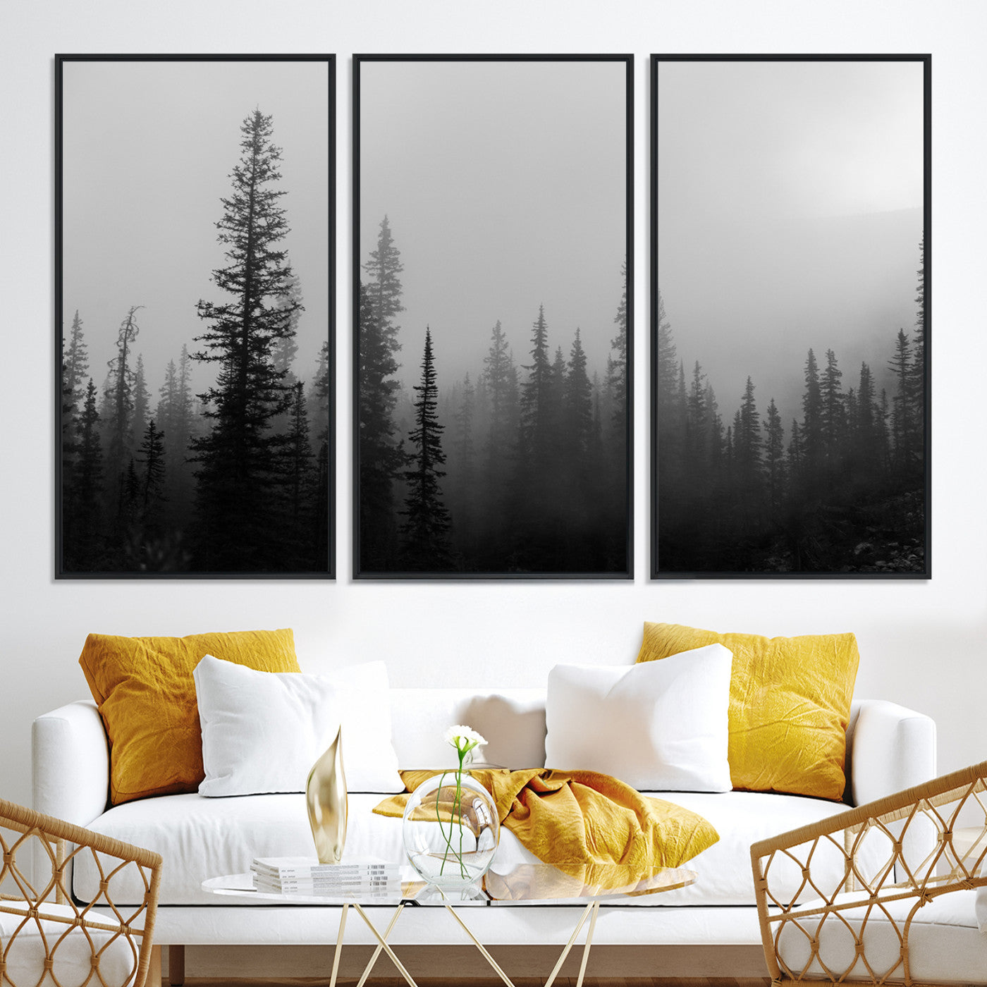 73138900-MGV-CV-36X24-Misty Pines Wall Art Canvas Print - Perfect Rustic Decor