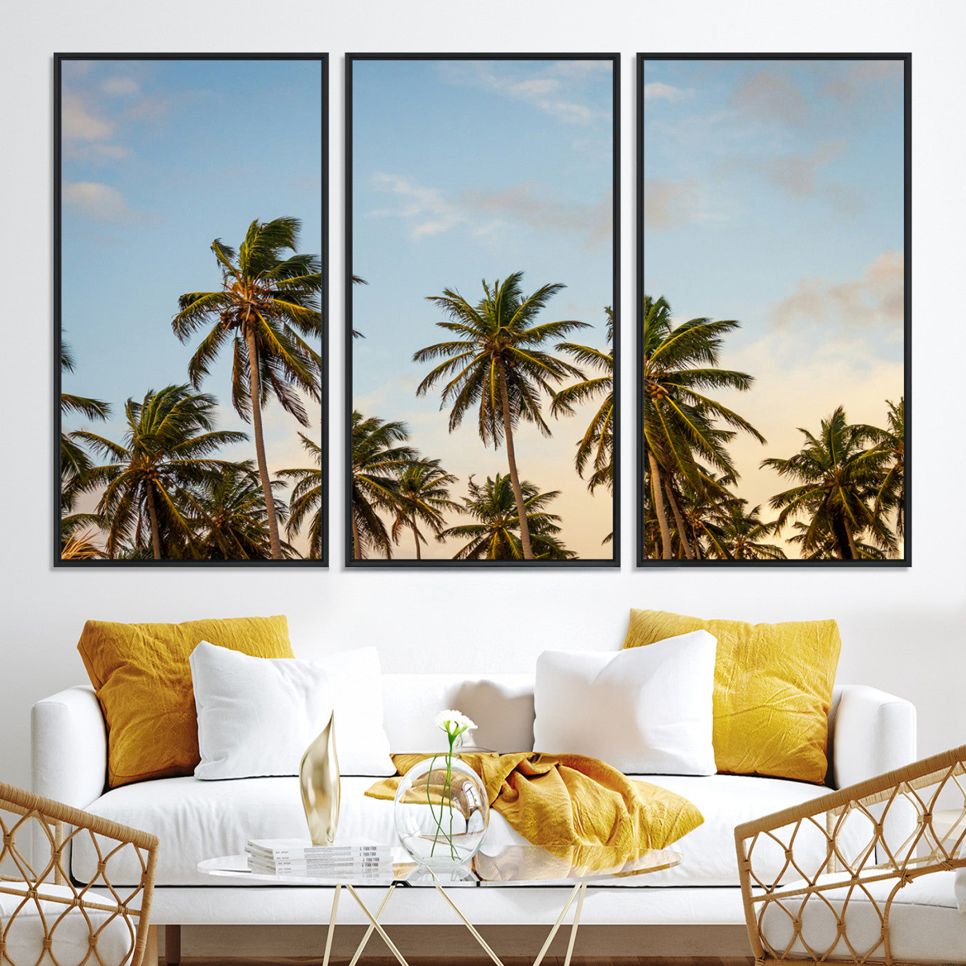 99033771-MGV-CV-36X24-Palms Wall Art Canvas Print, Framed Tropical Art Picture Print, Coastal Perfect Coastal Decor Artwork