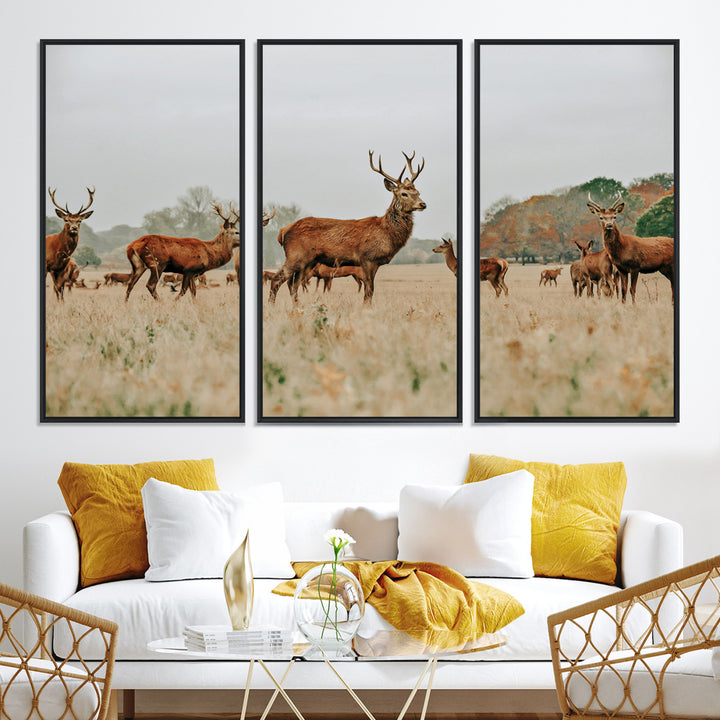 Rustic Deer Print Wall Art Canvas Print