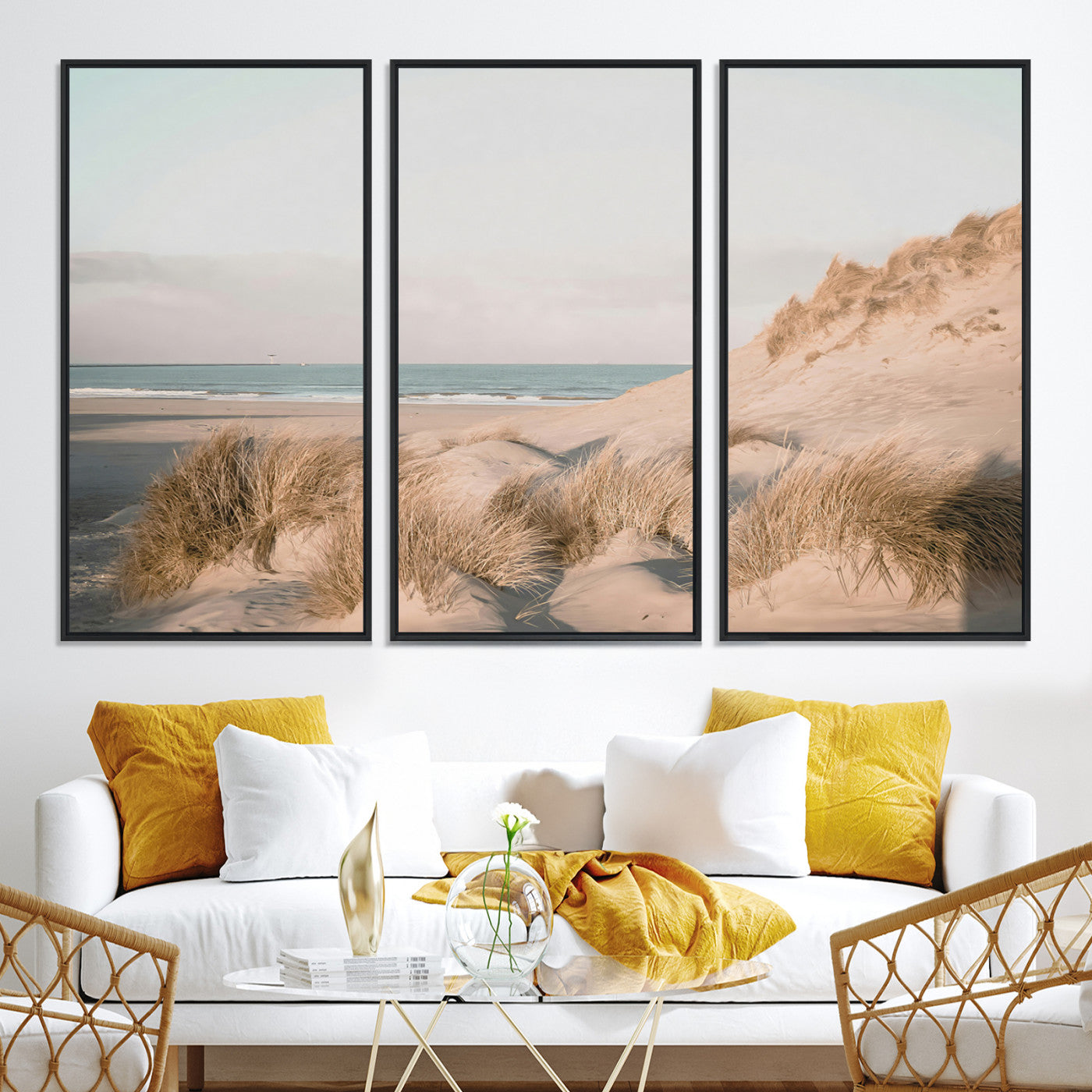 11554211-MGV-CV-36X24-Beach Landscape Wall Art Canvas Print: Minimalist Seascape Decor