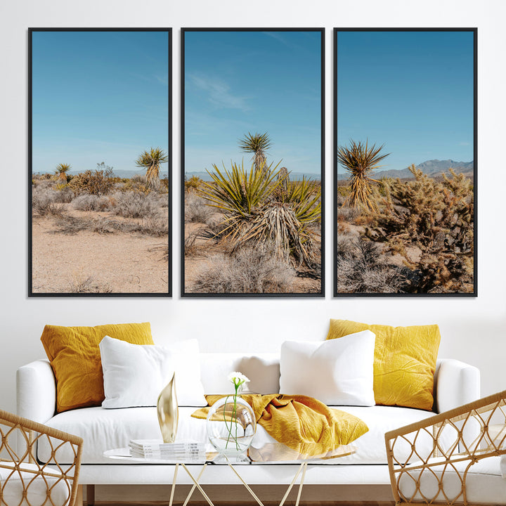 Joshua Tree Wall Art Canvas Print, Desert Landscape Print, Framed Warm Earth Tones Art Print, Large California Southwest Printing