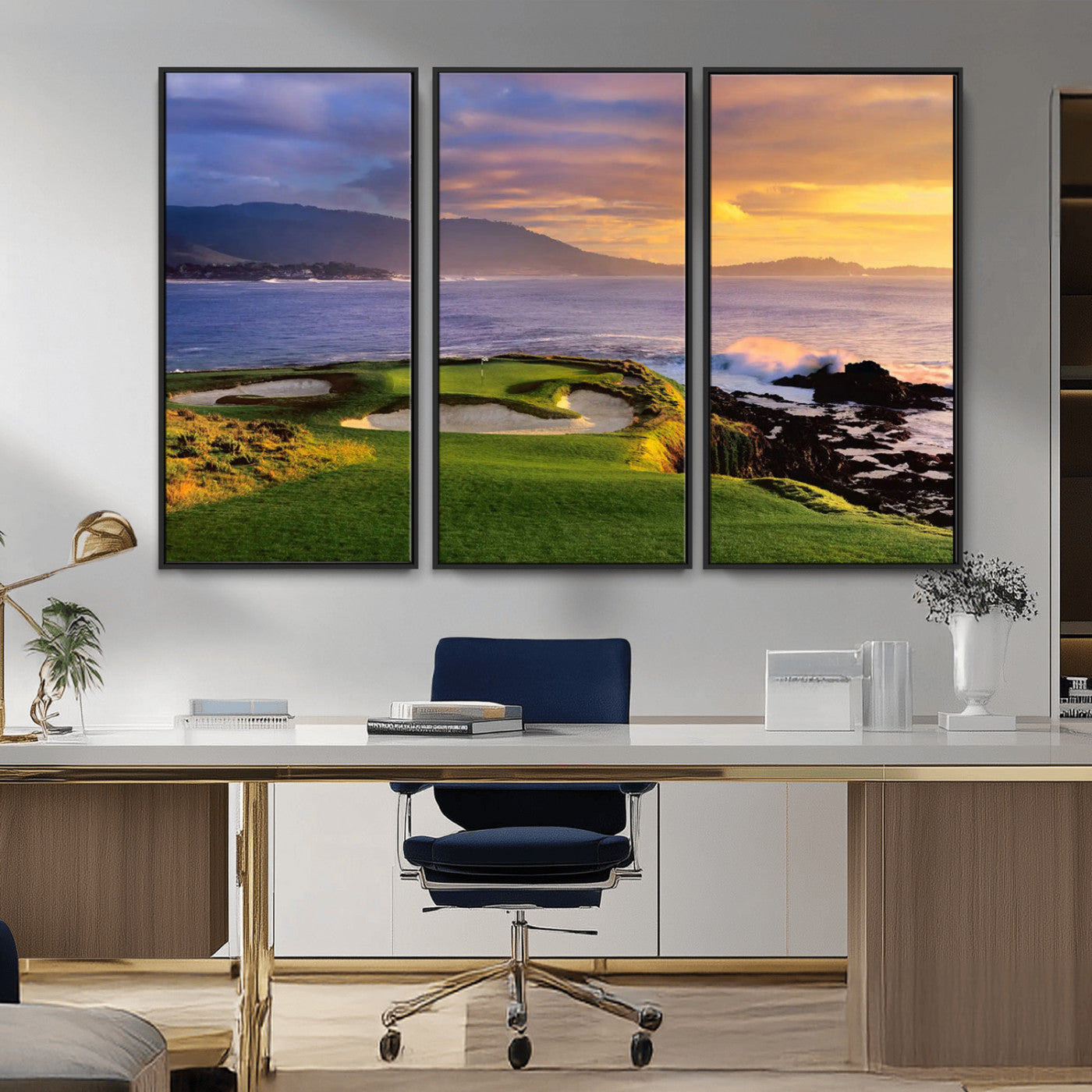 73699248-MGV-CV-36X24-Pebble Beach Golf Links Wall Art Canvas Print – Iconic Coastal Golf Course Artwork, Perfect for Office, Man Cave, or Golf Lover’s Decor