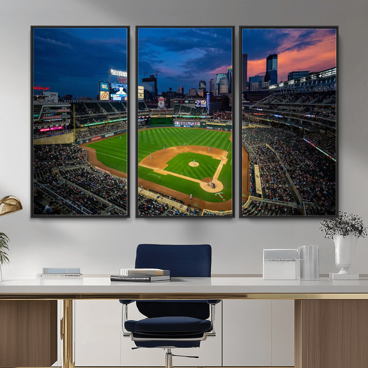 68222753-MGV-CV-36X24 - Target Field Wall Art Canvas Print, Baseball Stadium Scene