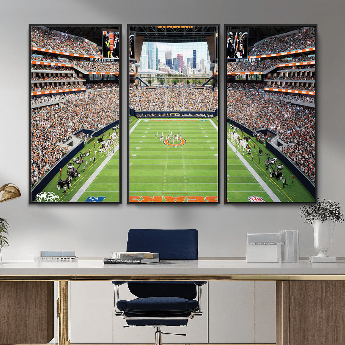 76935553-PAN-FL-20X10 - Chicago Bears Soldiers Field Wall Art Canvas Print, Home Office Wall Decor