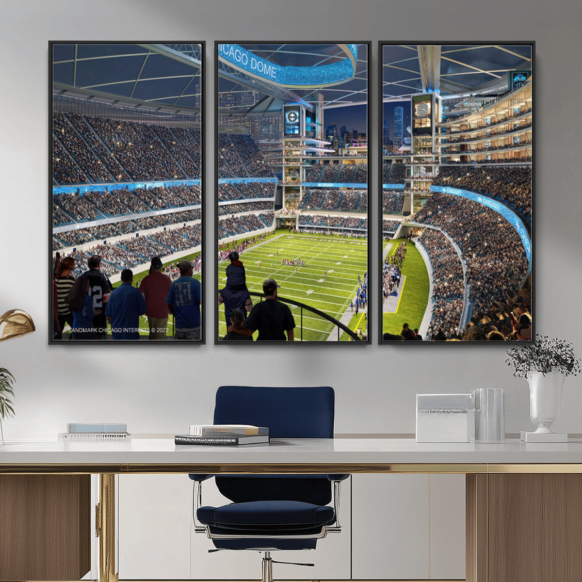 41816511-MGV-CV-36X24 - Chicago Dome Stadium Wall Art Canvas Print, Framed Modern Decor