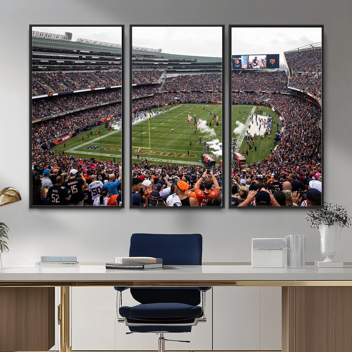 18347149-MGV-CV-36X24 - Chicago Bears Soldier Field Wall Art Canvas Print – Framed Football Stadium Artwork Team Spirit for home, office