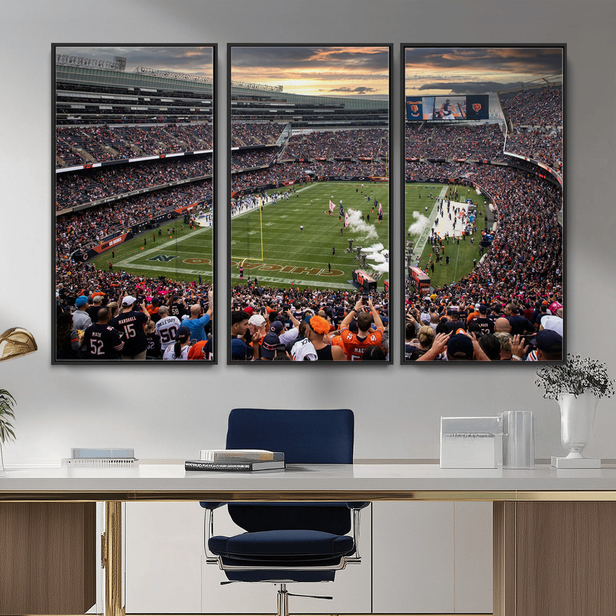 87578930-PAN-FL-20X10 - Chicago Bears Soldiers Field Wall Art Canvas Print, Home Bar Wall Decor