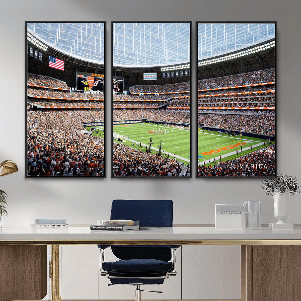 32530647-PAN-FL-20X10 - Chicago Bears Soldiers Field Wall Art Canvas Print, Framed and Ready to Hang