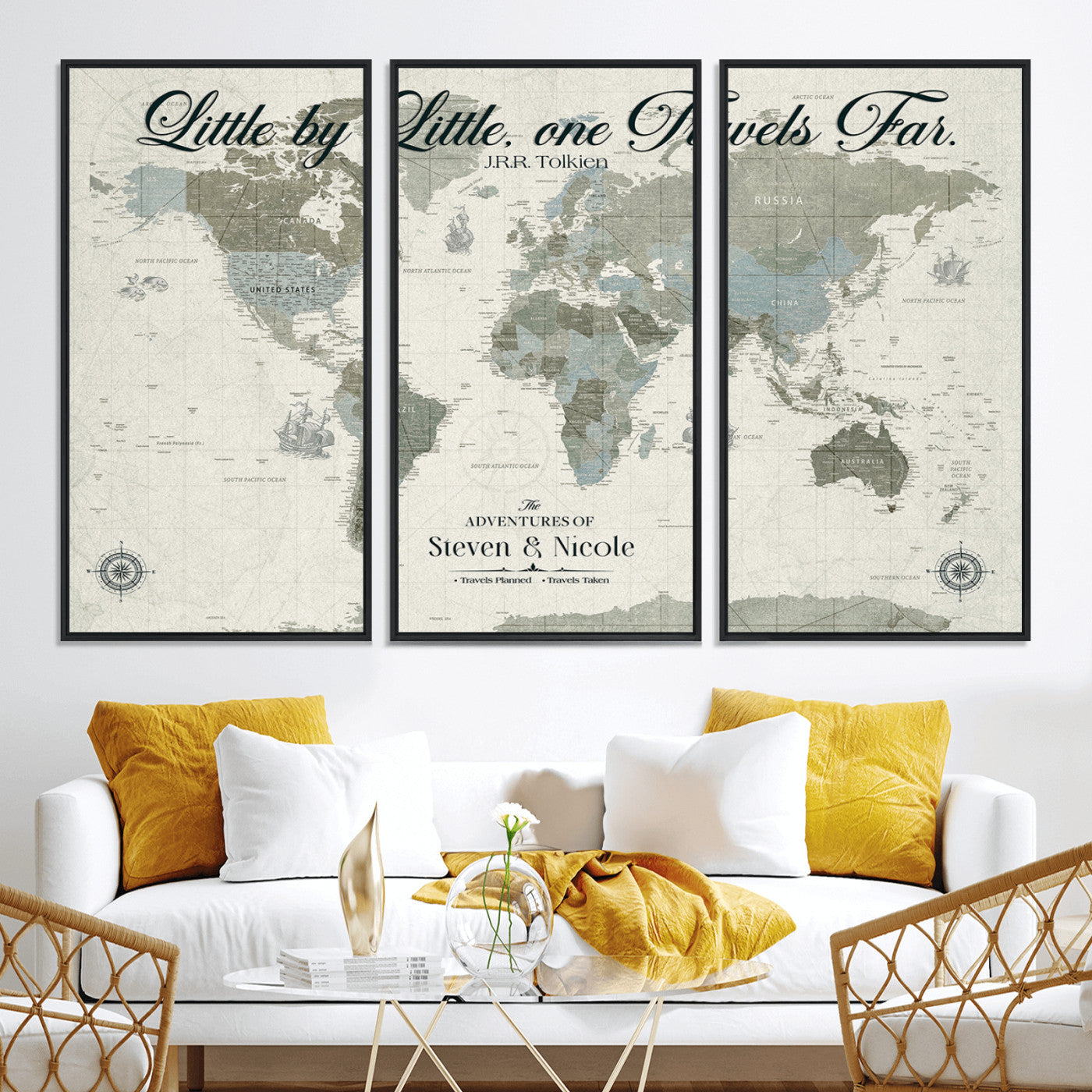 72081300-MGV-CV-36X24-Custom Push Pin World Map Wall Canvas Print – Personalized Travel Tracker with Pins – Framed Large Multi-Size Canvas for Home Office Decor