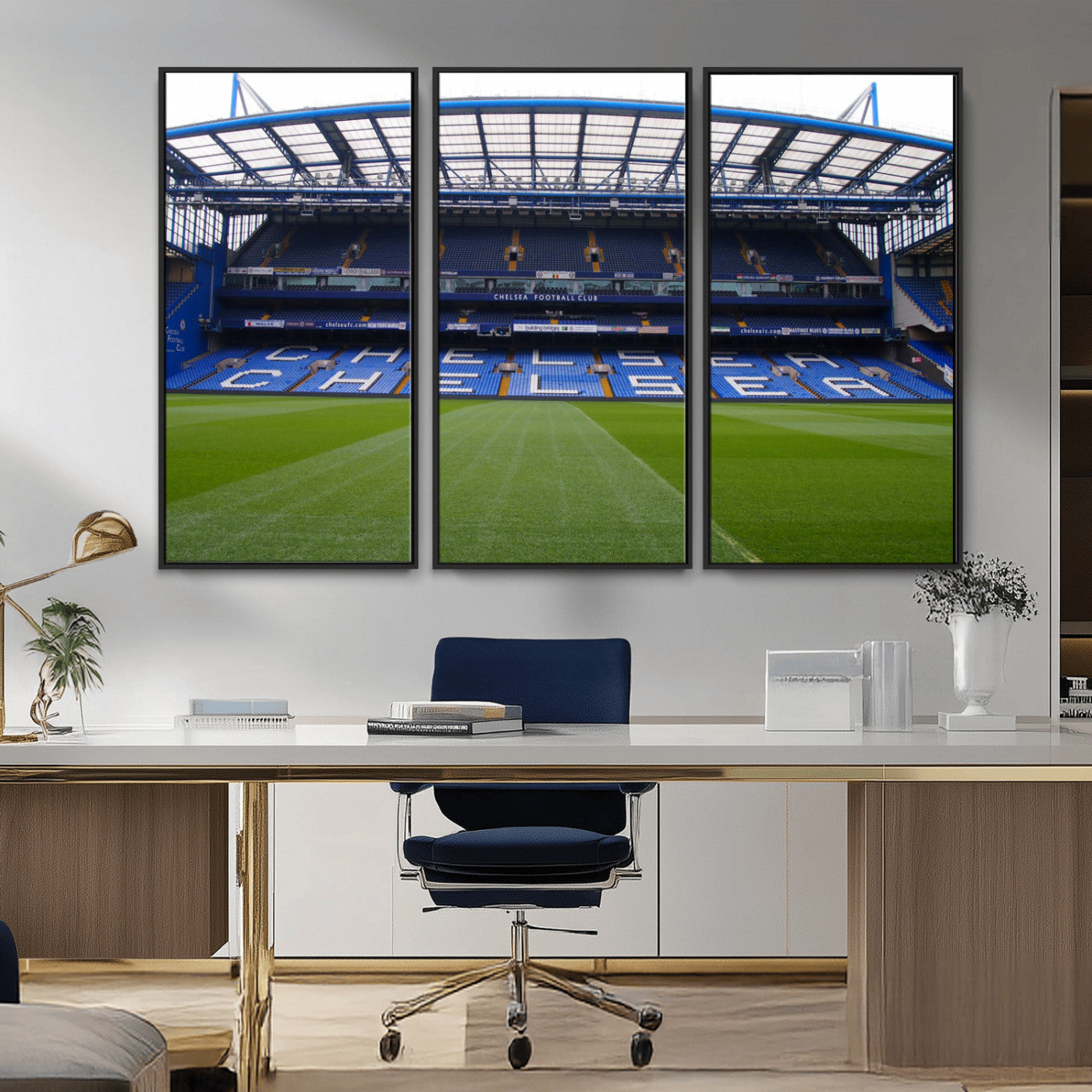 38616413CHELSA-MGV-CV-36X24-Stamford Bridge Chelsea Football Stadium Canvas Wall Art Print – Immersive Stadium Experience for Soccer Fans – Ready to Hang
