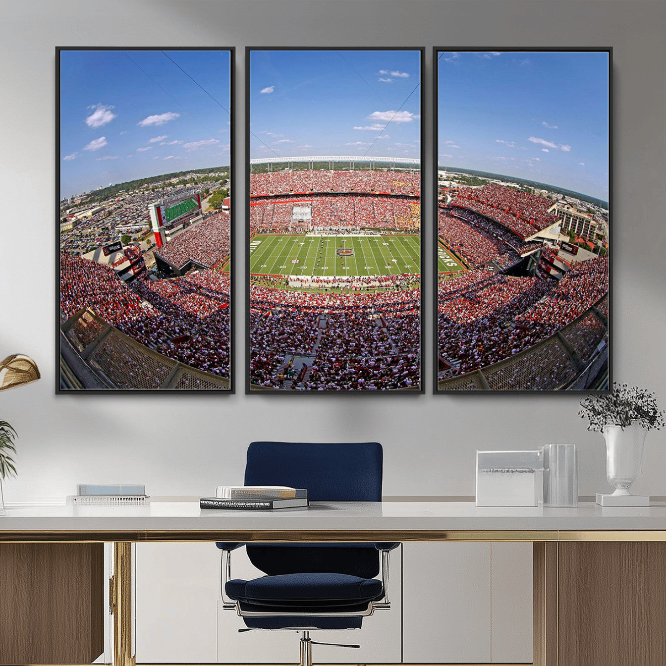 29492070-MGV-FC-48X32-3P - William Brice Stadium Wall Art Canvas Print – Stadium Crowd Sports Field Outdoor Event Football Game Artwork for Home Office