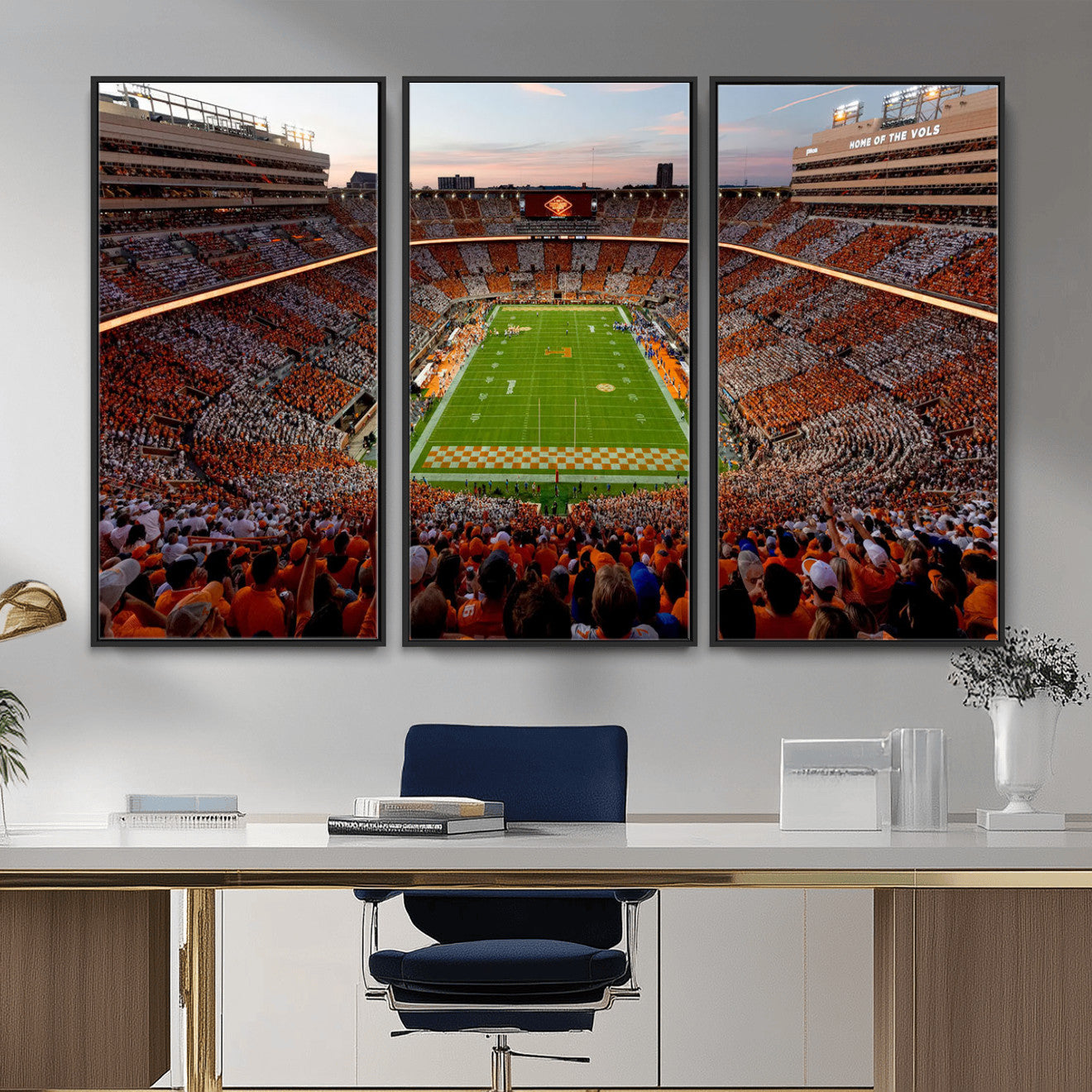 37160229-MGV-CV-36X24 - Tennessee Neyland Stadium Wall Art, Sports Arena Canvas Print, Panoramic Stadium Canvas Artwork for Home, Office