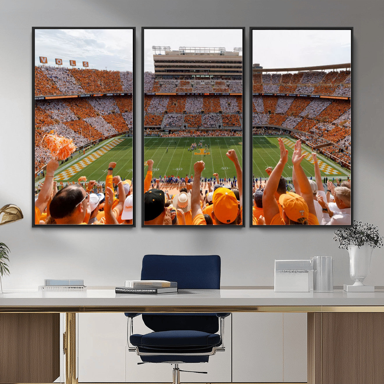 76011417-MGV-FC-48X32-3P - Tennessee Neyland Stadium Wall Art, Sports Arena Canvas Print, Panoramic Stadium Artwork for Home, Office