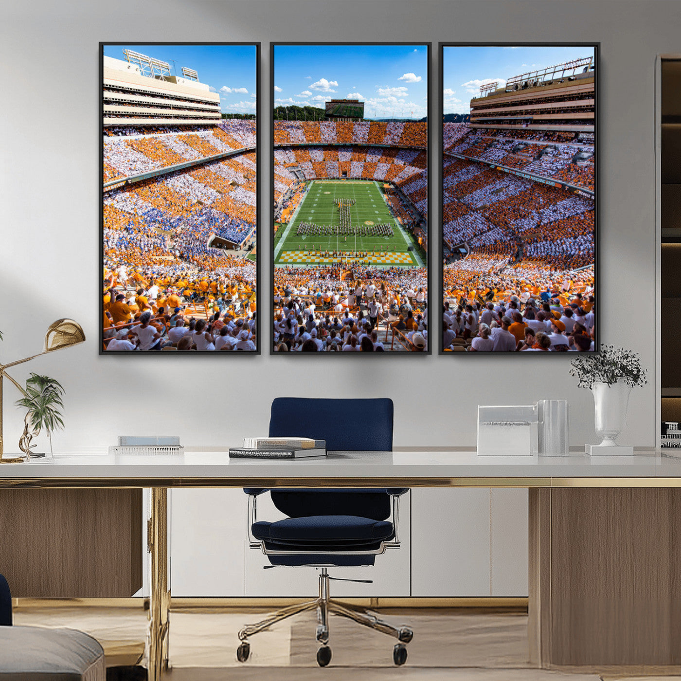 64238859-MGV-CV-48X32-3P-Tennessee Neyland Stadium Wall Art Print, Sports Arena Canvas Wall Art, Panoramic Stadium Canvas Print, Modern Athletic Field Art Printing