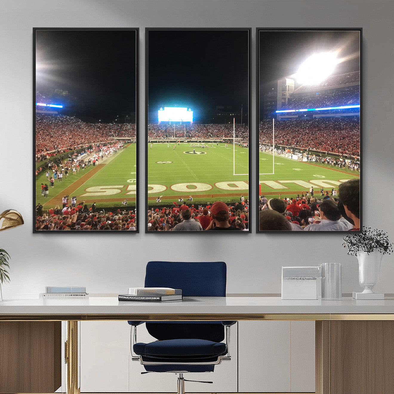 16230786-MGV-FC-48X32-3P - Dooley Stadium Wall Art, Sports Arena Panoramic Canvas Print, Modern Stadium Landscape Artwork for Home, Office