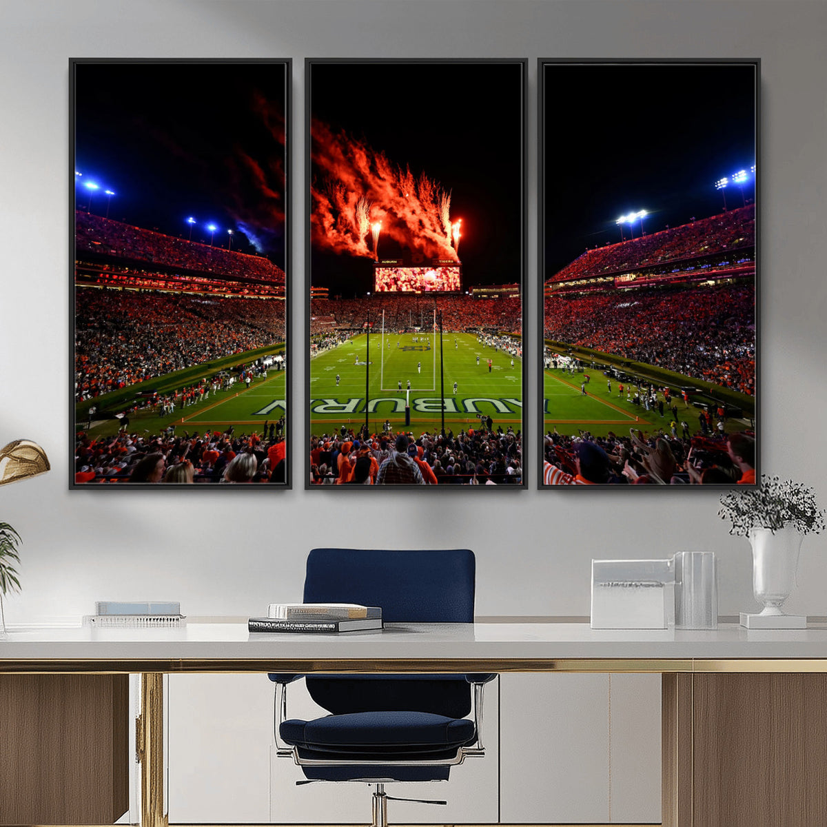 59046876-MGV-CV-36X24 - Jordan-Hare Football Stadium Wall Art Canvas Print, Football Stadium Aerial View