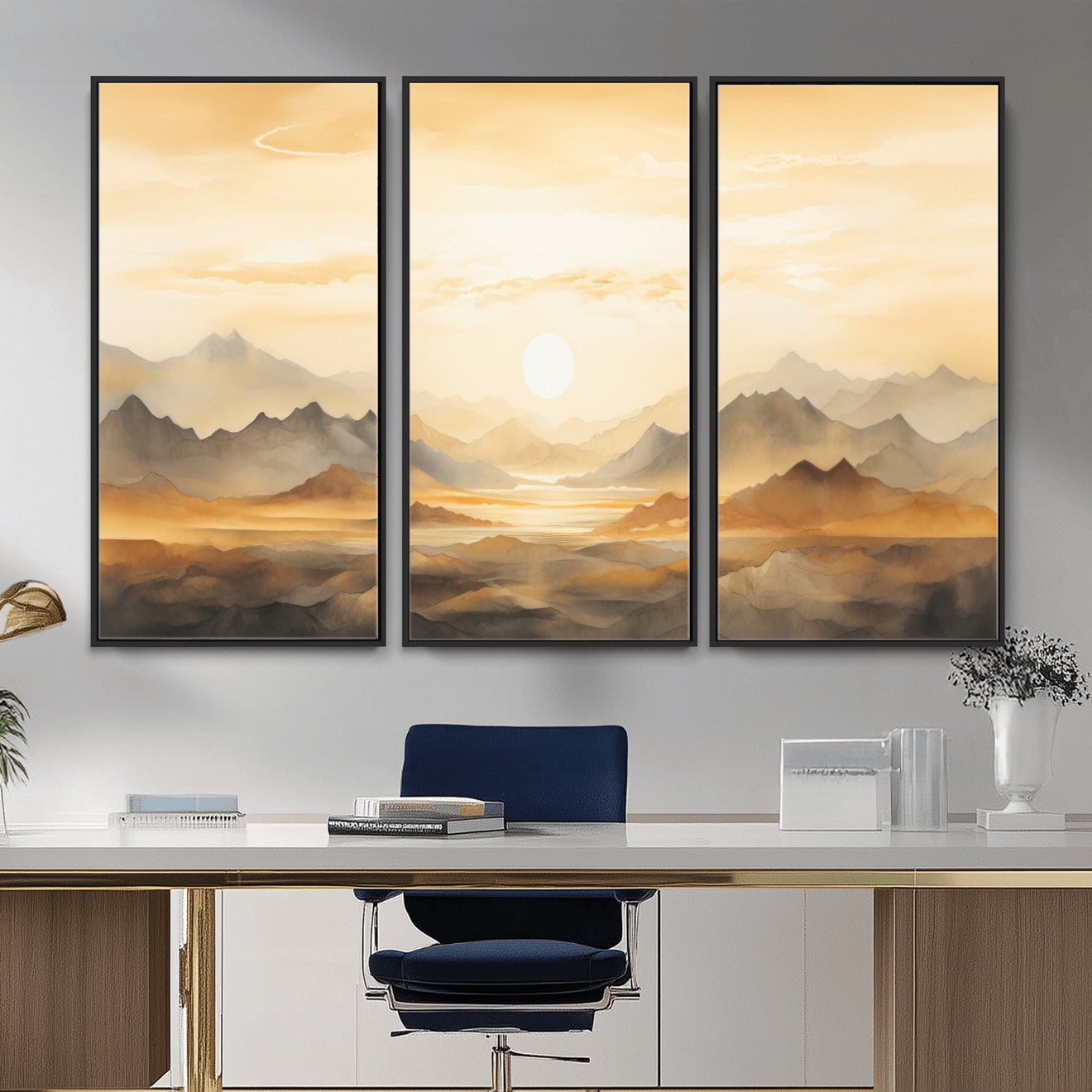 Nihat1-29-MGV-CV-36X24-Sepia Color Abstract Mountain Wall Art Canvas Print