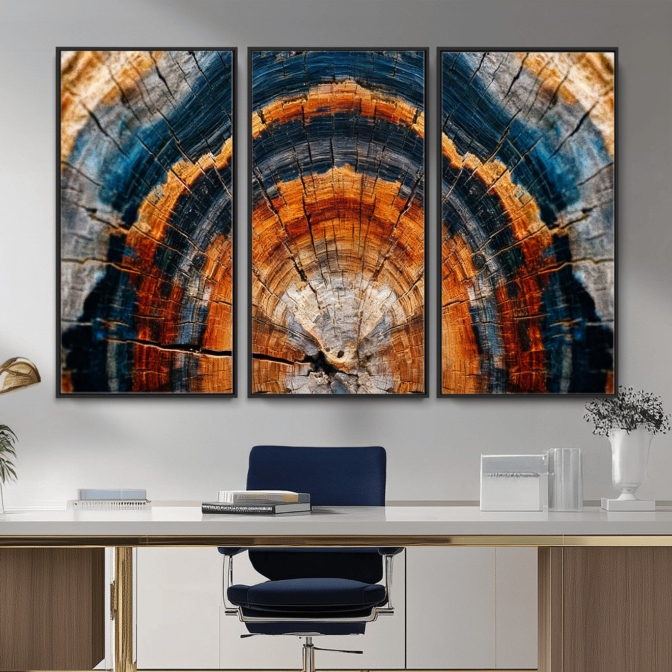 92693966N-MGV-CV-36X24 - Abstract Wood Grain Canvas Print, Tree Ring Pattern Wall Art, Framed Canvas Ready to Hang