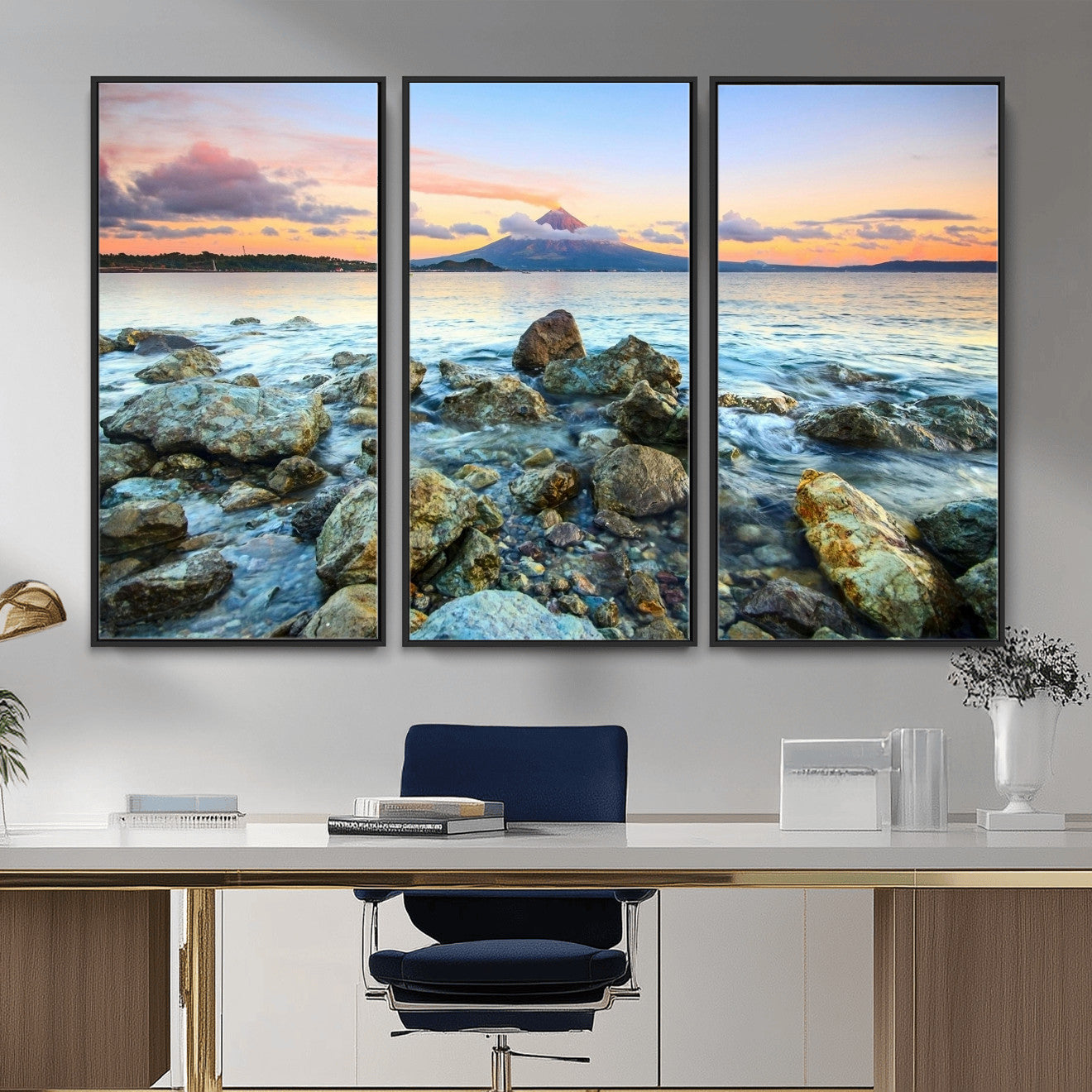 46869511-MGV-CV-36X24 - Mayon Volcano Seascape Landscape Wall Art Canvas Print, Tropical Ocean Shore Mountain Canvas Print, Philippines Coastal Scenic Art Printing