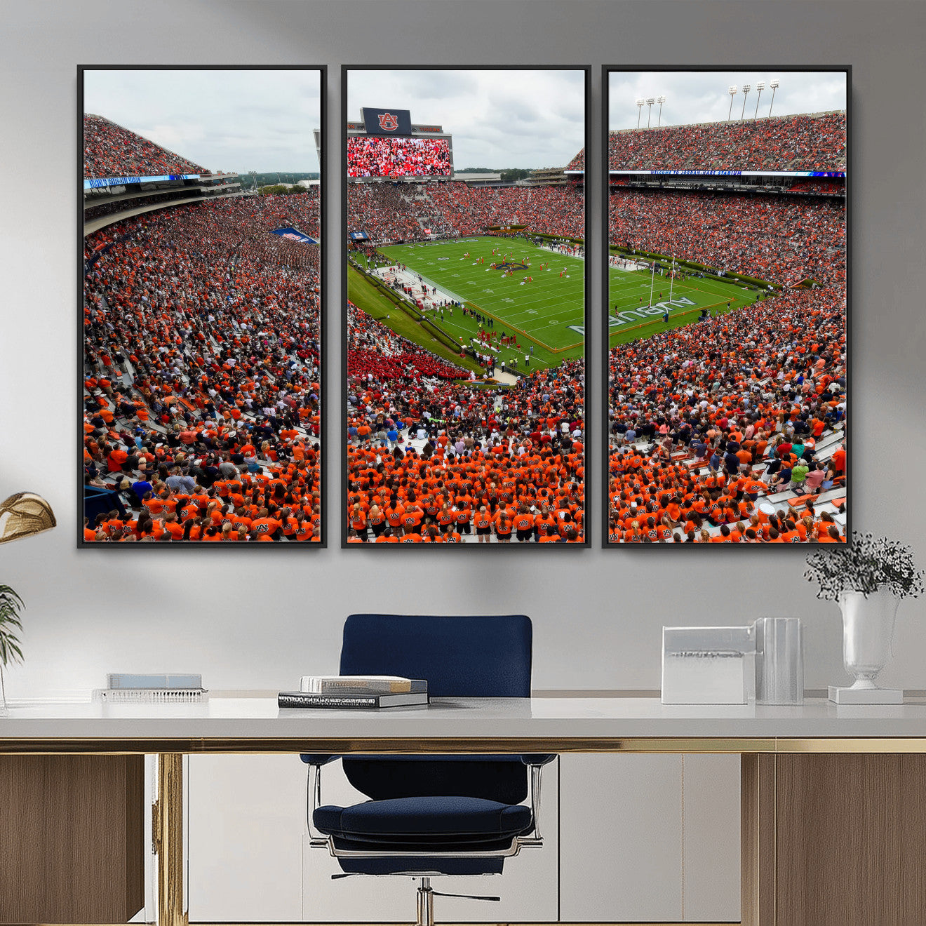 82562490-MGV-CV-36X24 - Auburn Stadium Sunset Wall Art Canvas Print, Jordan Hare Stadium Game Day Crowd, Auburn Tigers Football Artwork