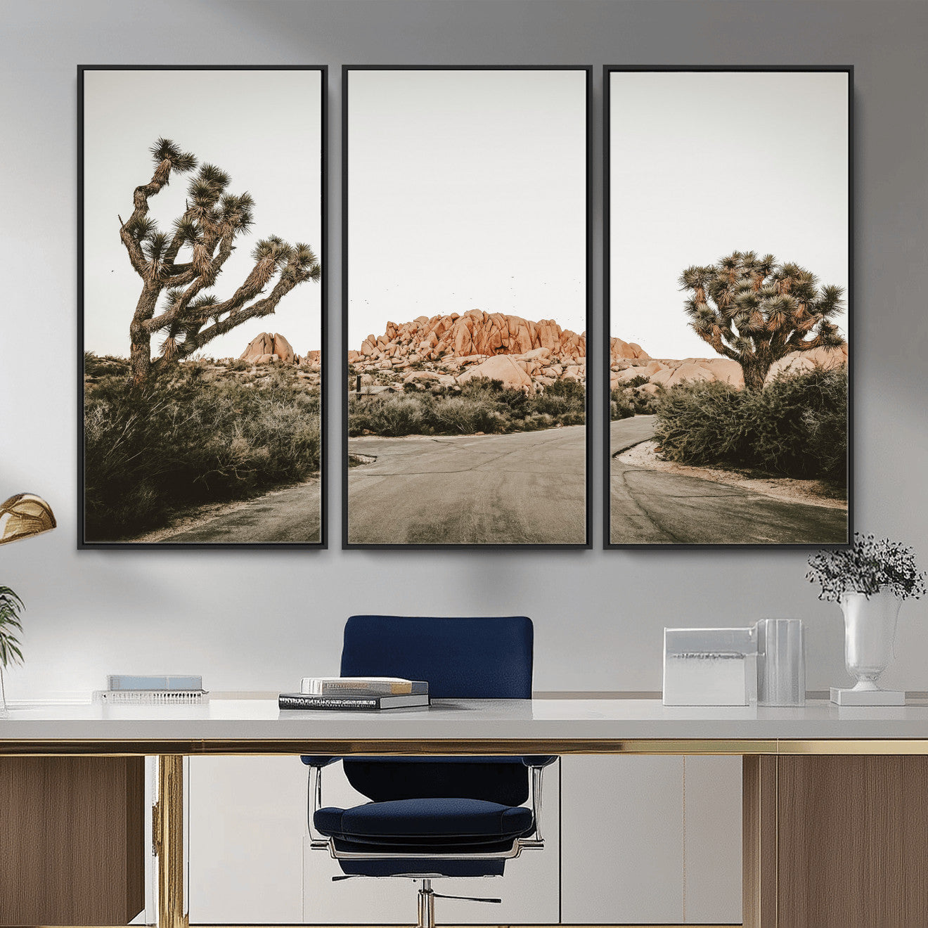 97248544-MGV-CV-36X24 - Joshua Tree Desert Wall Art Canvas Print, Minimal Southwestern Landscape Nature Wall Decor for Modern and Boho Interiors