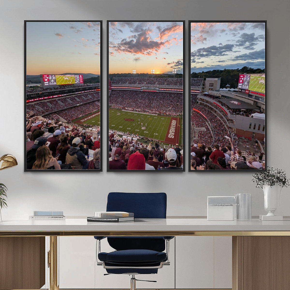 71837429-MGV-CV-36X24 - Donald W. Reynolds Razorback Stadium Wall Art Canvas Print – Arkansas Razorbacks Football Artwork for Home, Office, and Sports Room Decor