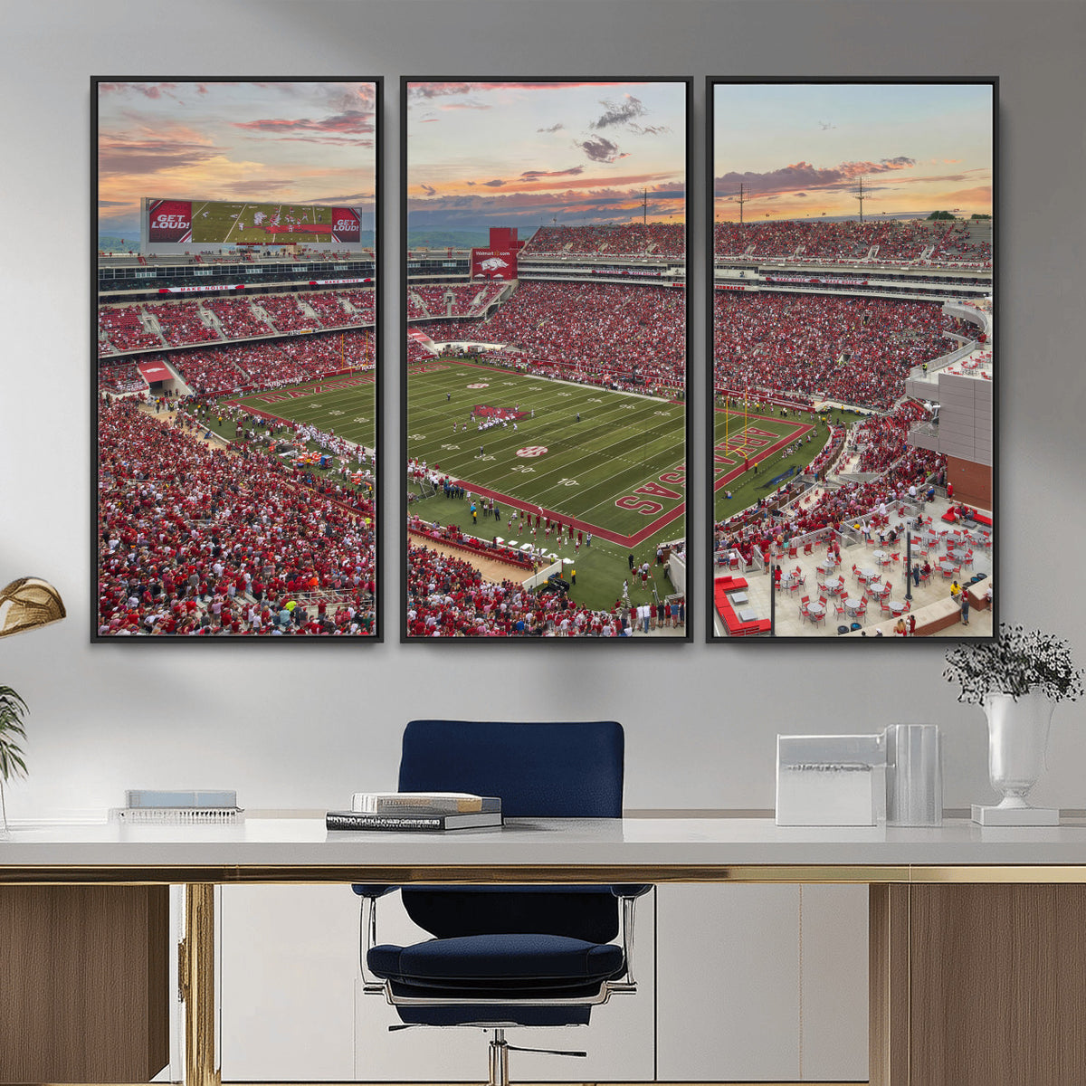 82233065-MGV-CV-36X24 - Donald W. Reynolds Razorback Stadium Wall Art Canvas Print – Arkansas Razorbacks Football Artwork for Home, Office, and Sports Room Decor
