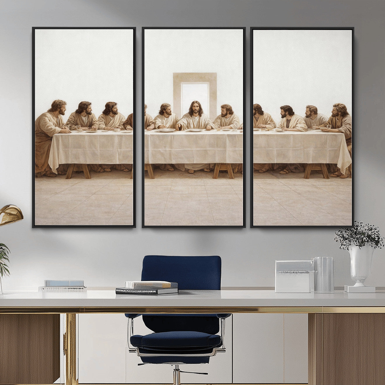 76380069-MGV-CV-36X24 - The Last Supper Wall Art Canvas Print, Jesus Christ Biblical Scene Canvas Print, Christian Religious Artwork for Church Living Room Decor
