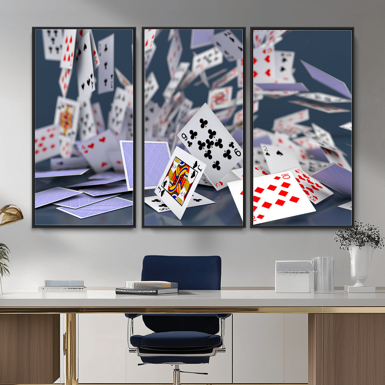 66392185-MGV-CV-36X24 - Playing Cards Canvas Wall Art | Casino Game Room Decor, Poker Decor Art