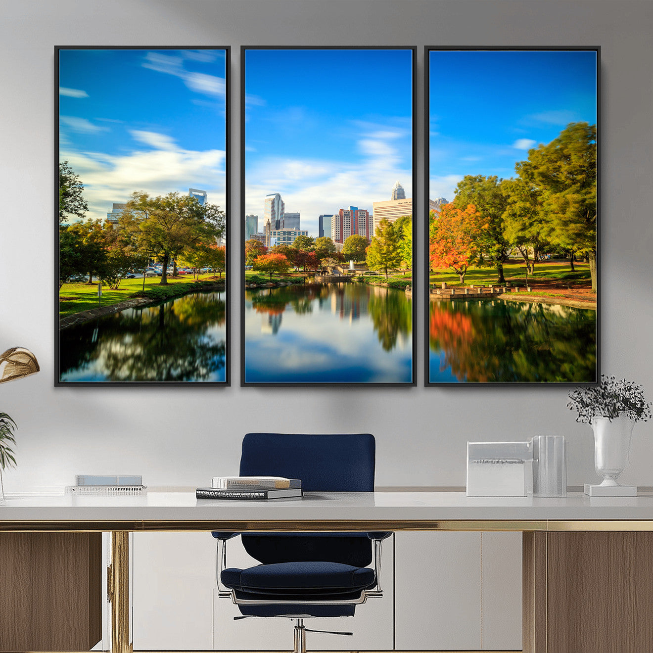 83254720-MGV-CV-36X24 - Charlotte Skyline Canvas Wall Art Print – North Carolina Cityscape Photography Print