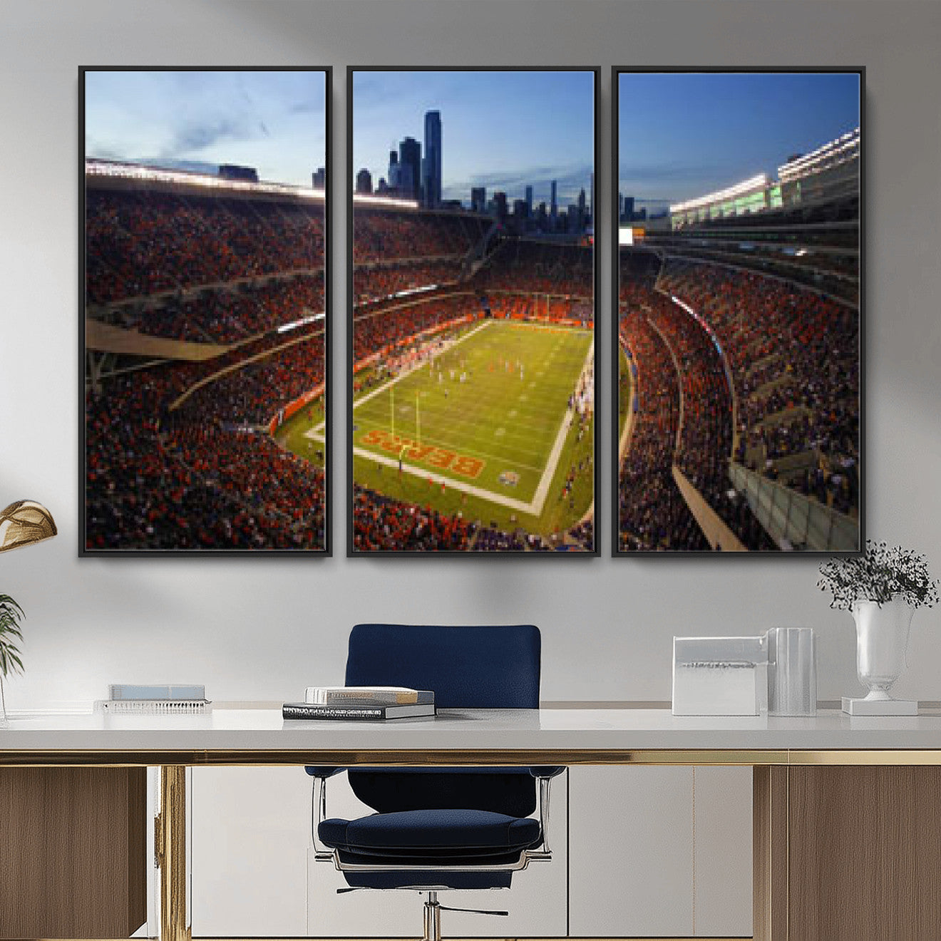 50691720-MGV-CV-36X24 - Chicago Bears Soldier Field Canvas Wall Art, NFL Stadium Panorama Print, Football Arena Photography for Sports Fans